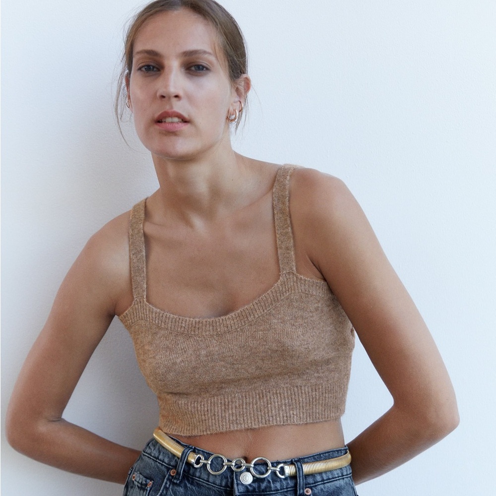 Zara Cropped Knit Wool Tank